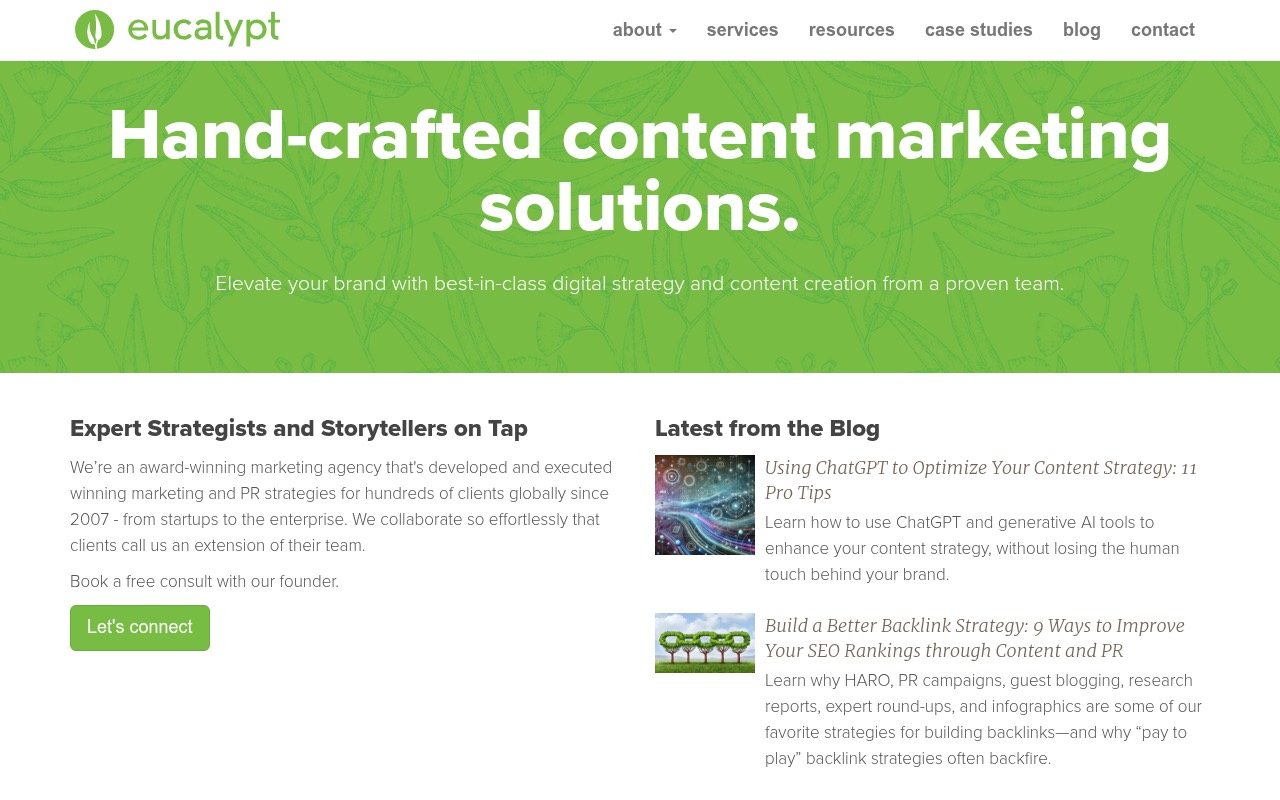 Eucalypt Media homepage
