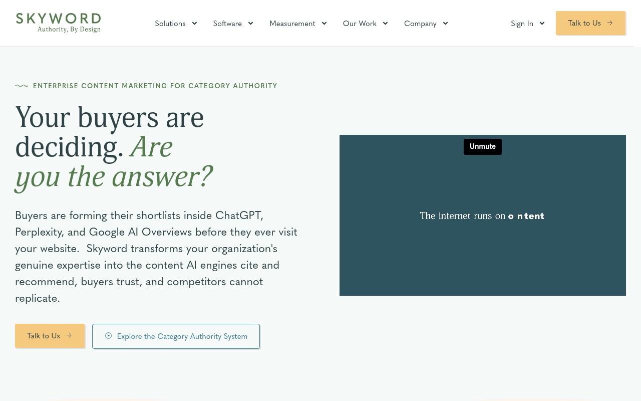 Skyword homepage