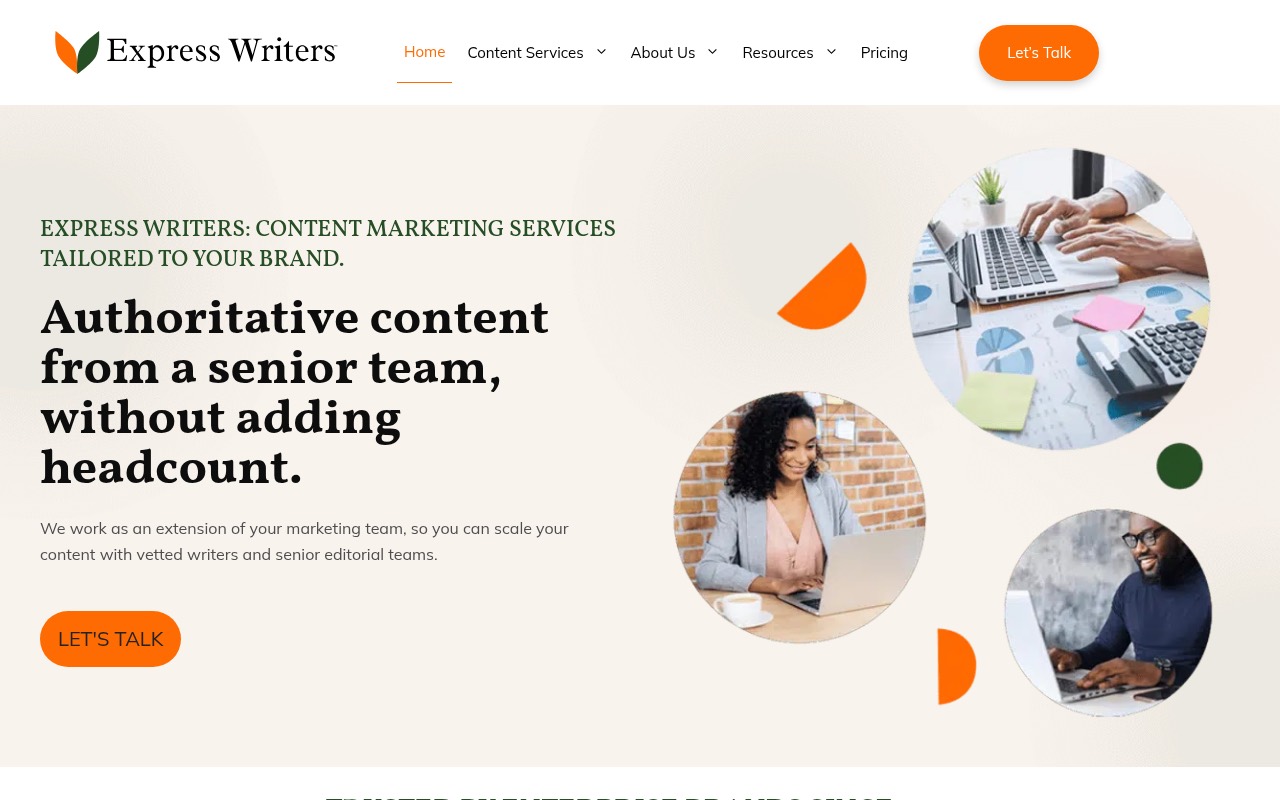 Express Writers homepage