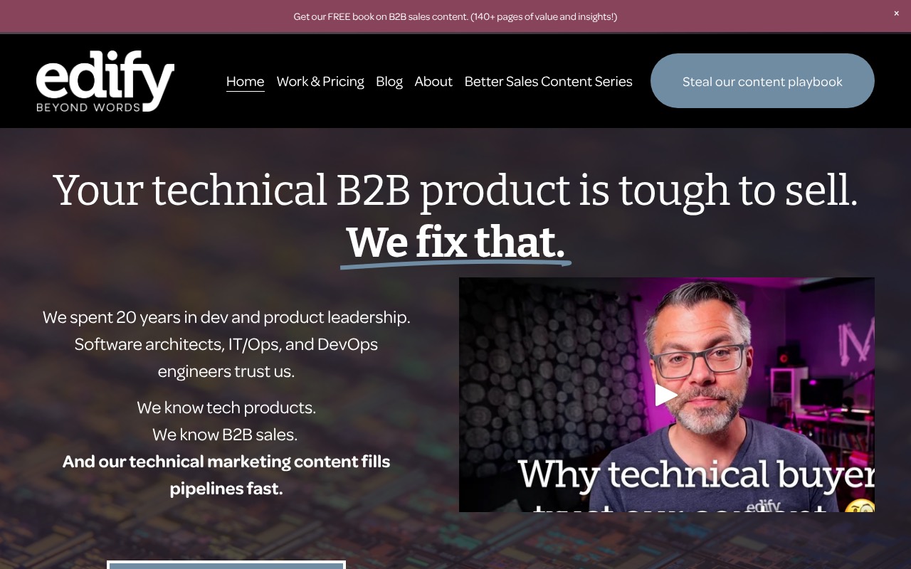 Edify Content homepage