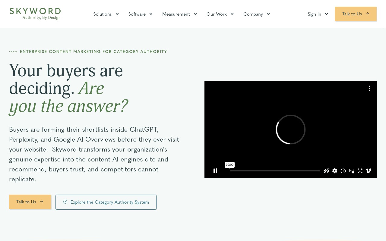 Skyword homepage