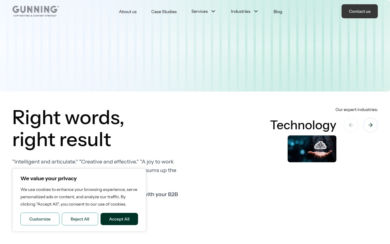 Gunning Marketing homepage