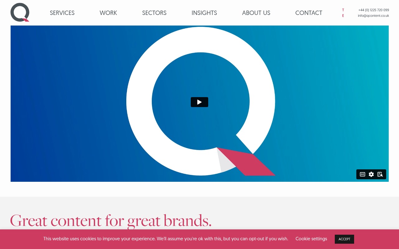 Q Content homepage