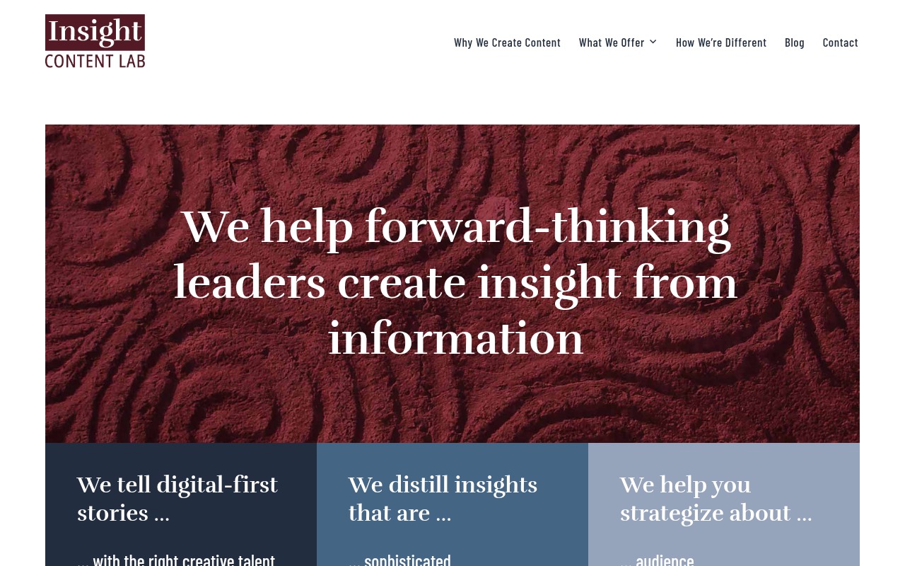 Insight Content Lab homepage