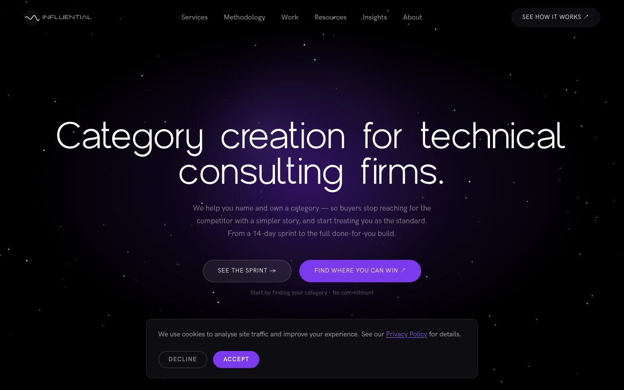 Influential B2B homepage