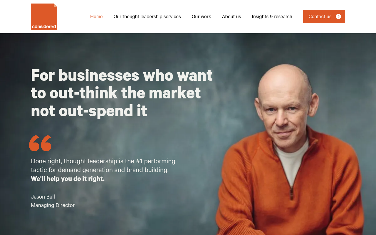 Considered Content homepage