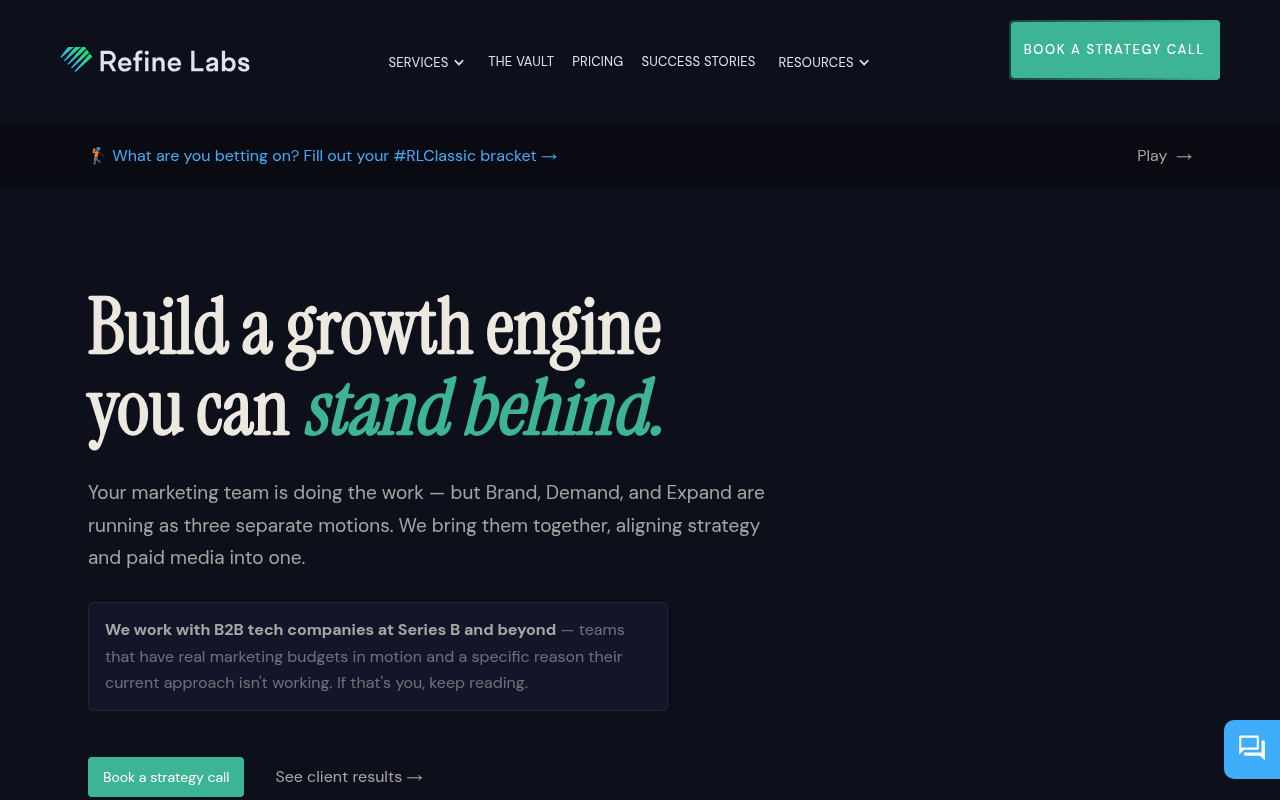 Refine Labs homepage