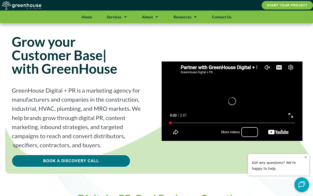 GreenHouse Digital + PR homepage