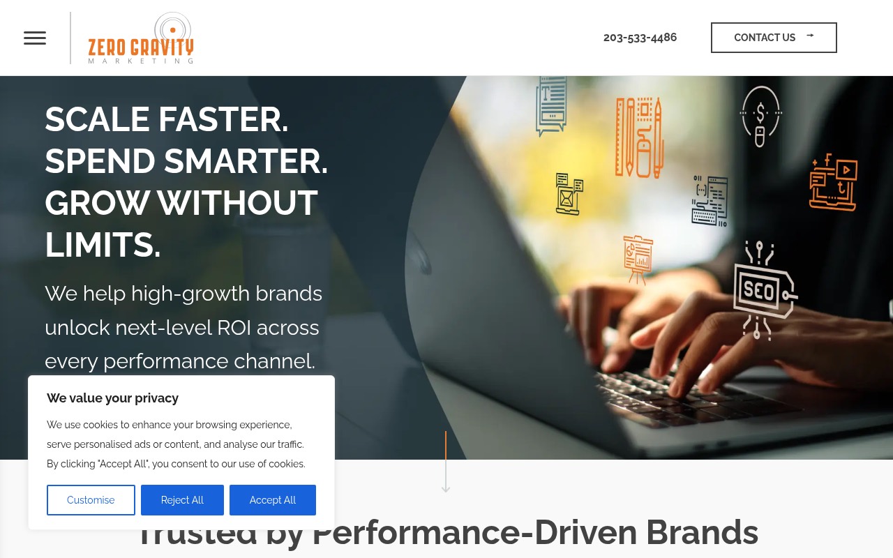 Zero Gravity Marketing homepage