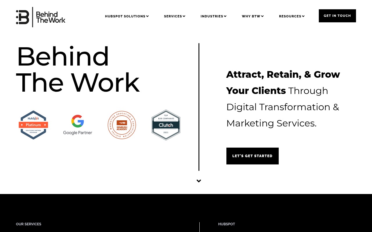 Behind the Work homepage