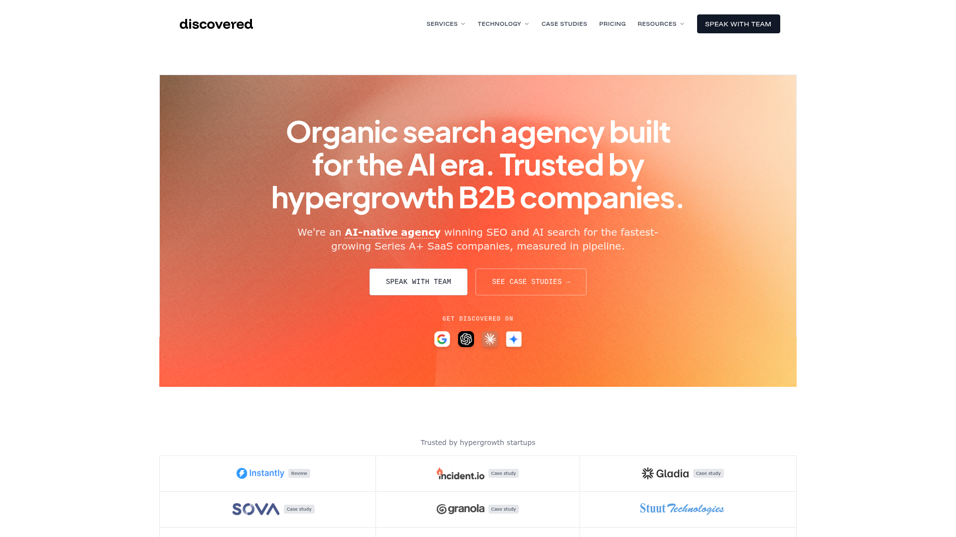 Discovered Labs homepage