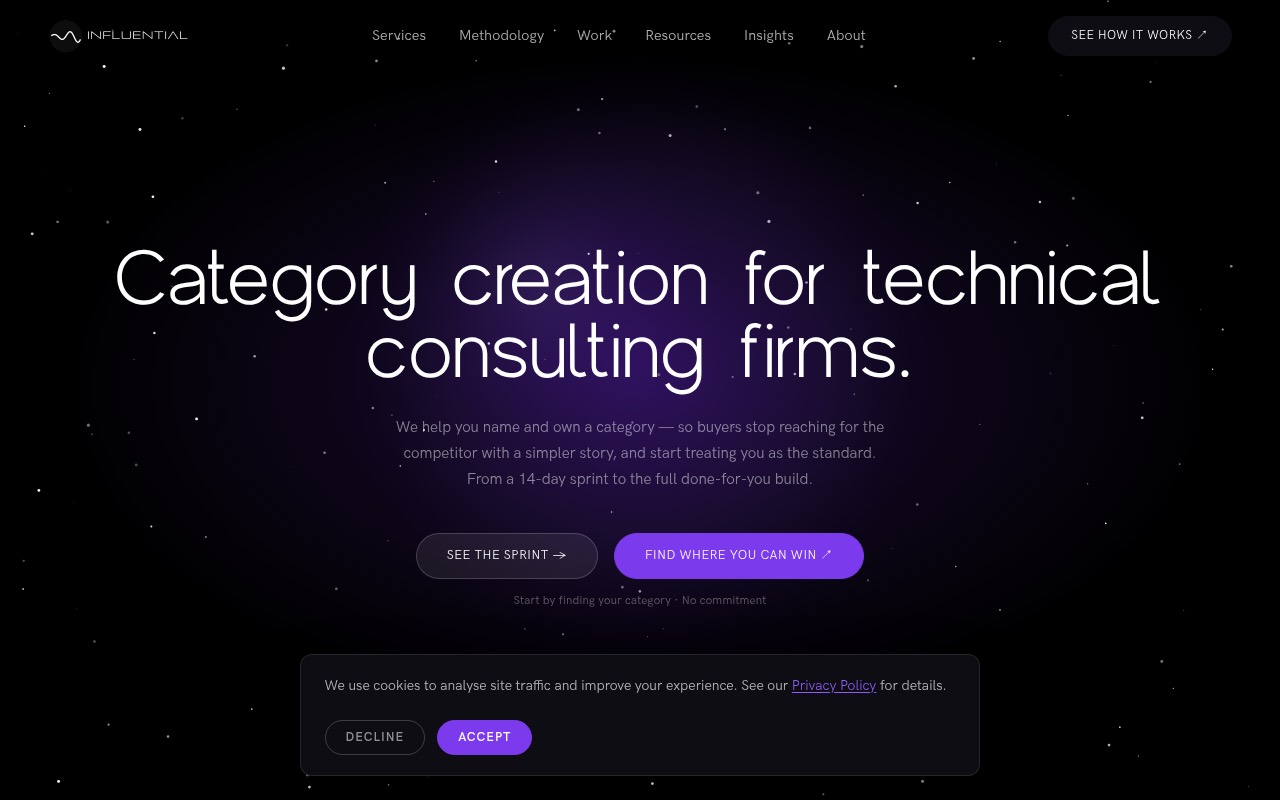 Influential B2B homepage