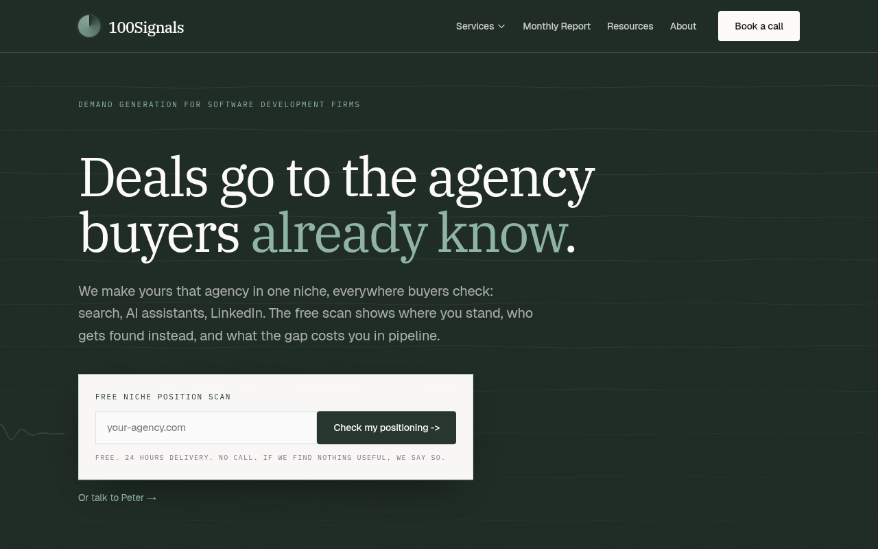100Signals homepage