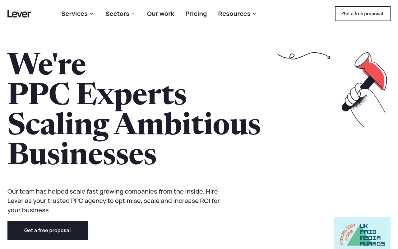 Lever Digital homepage