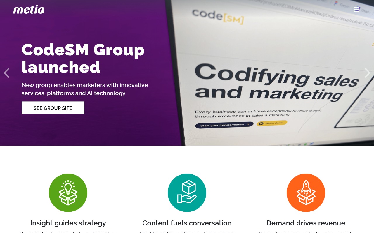 Metia homepage