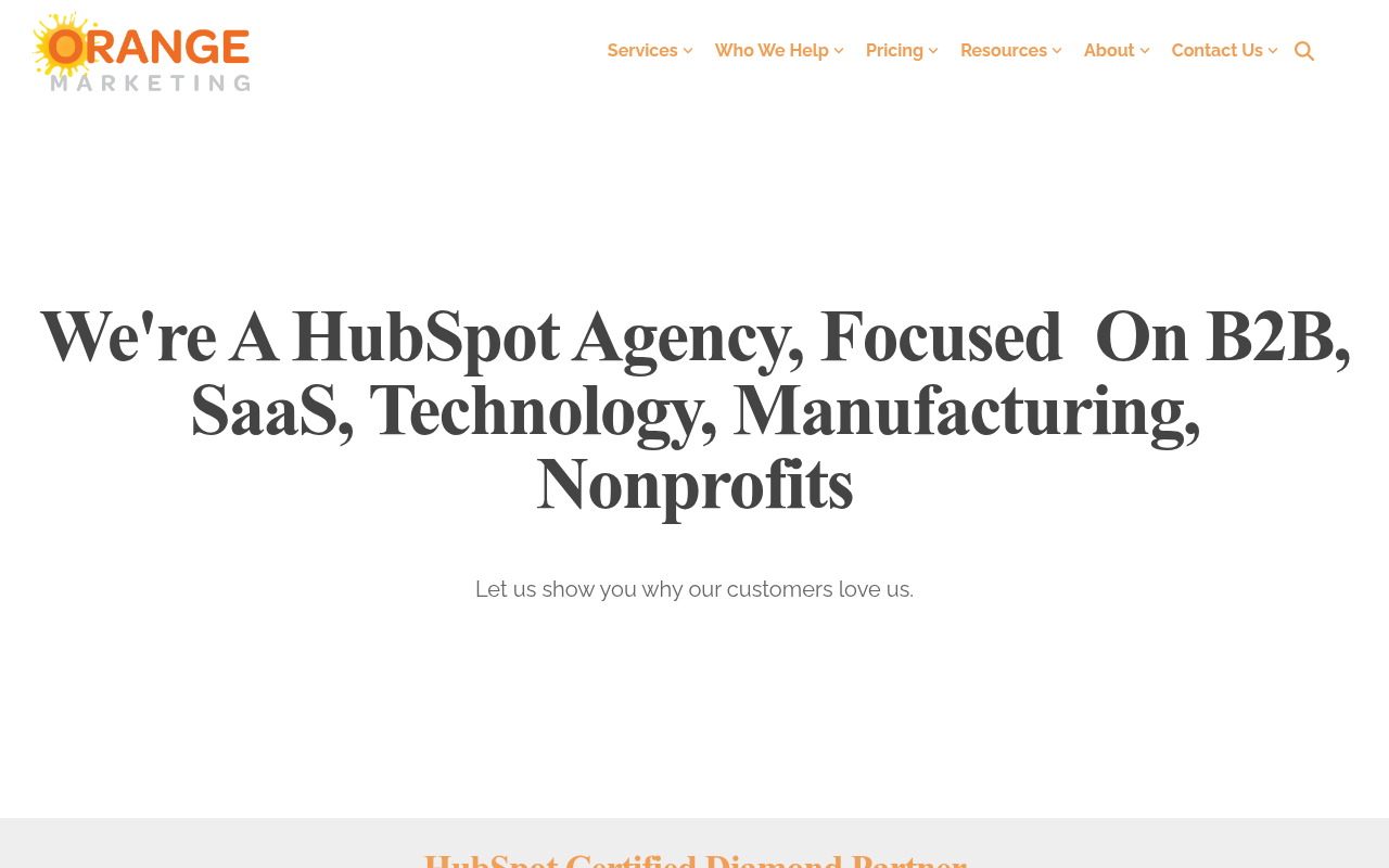 Orange Marketing homepage