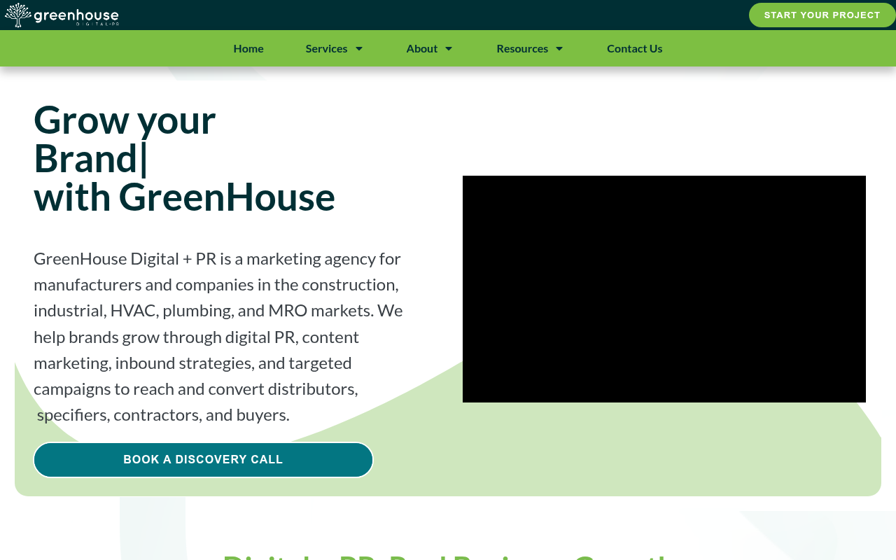 GreenHouse Digital + PR homepage