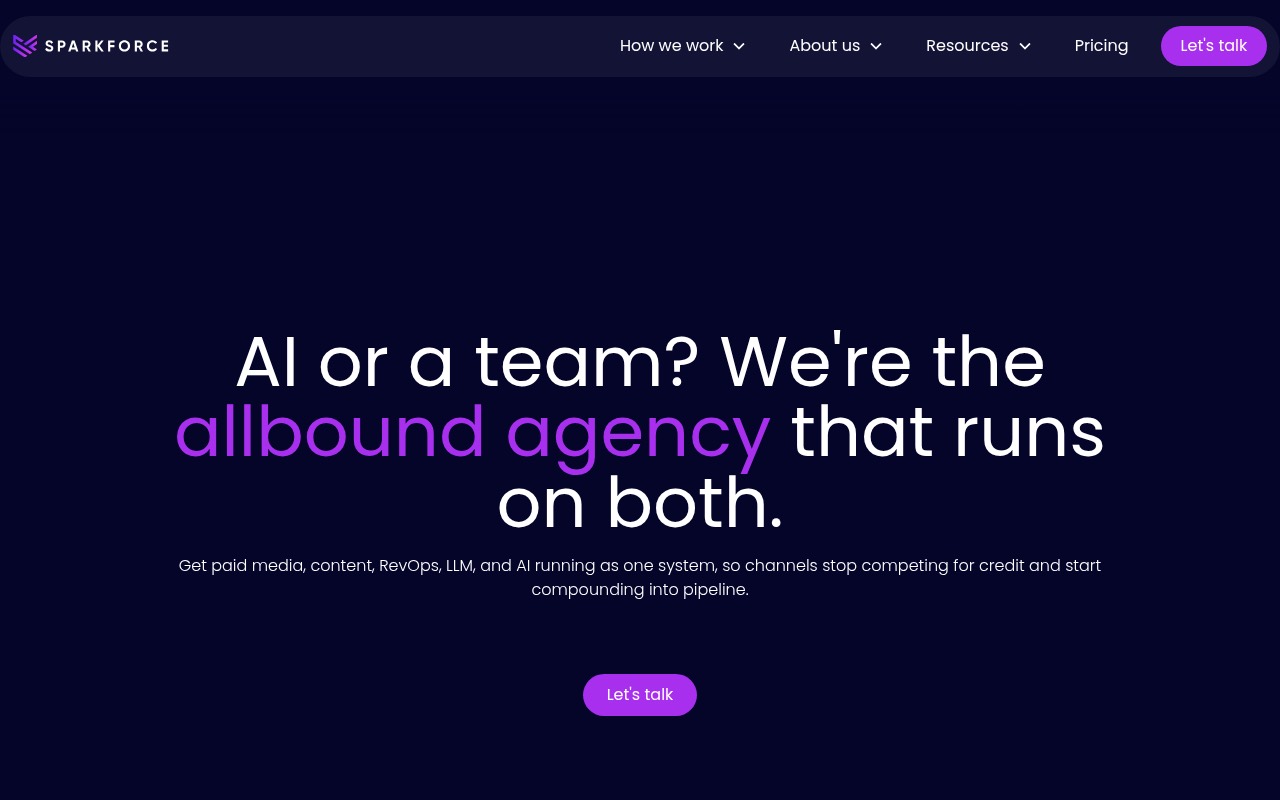 SparkForce homepage