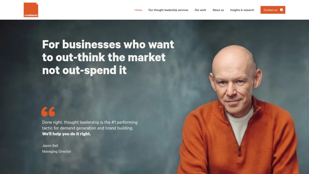 Considered Content homepage