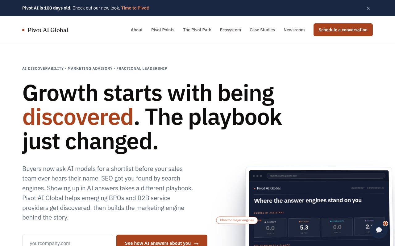 Pivot AI Global homepage