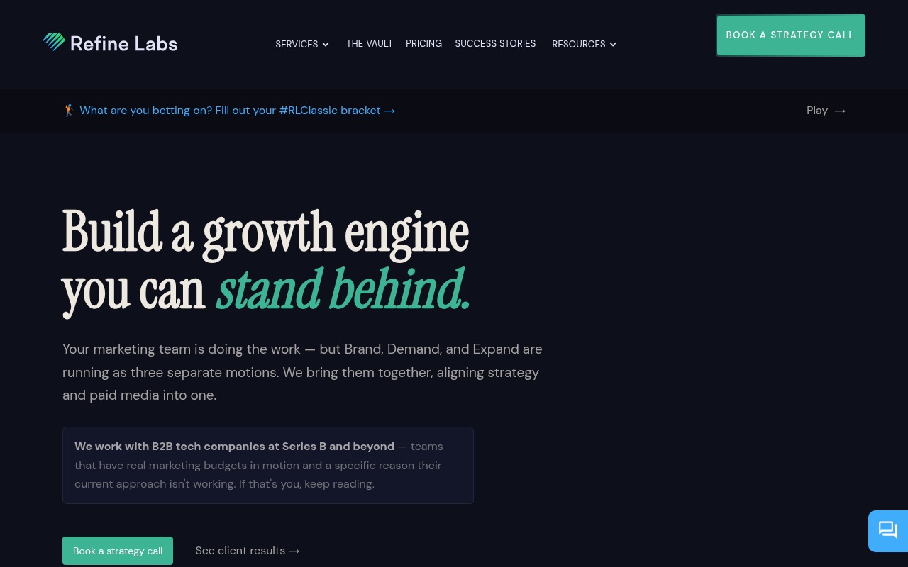 Refine Labs homepage