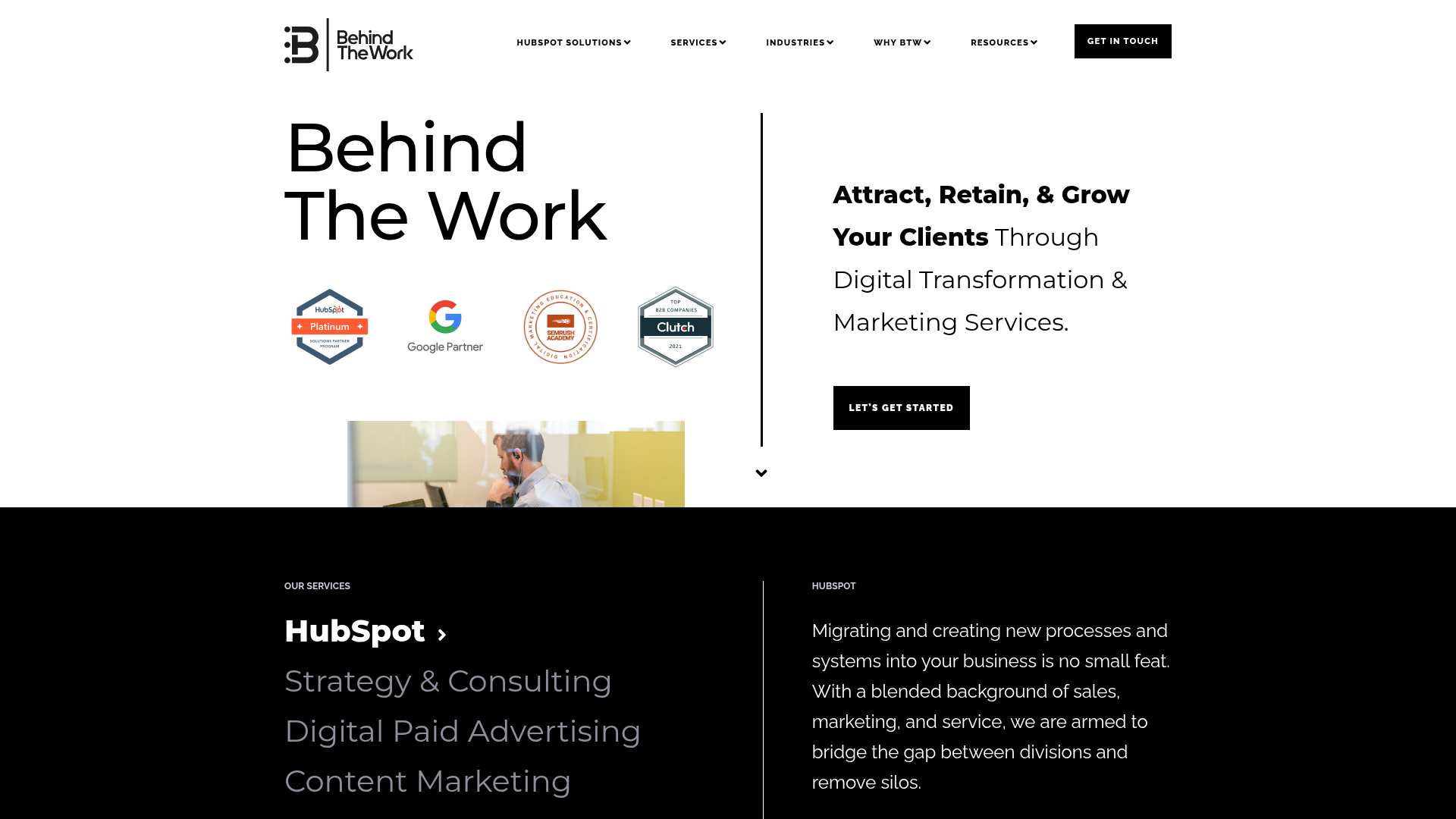Behind the Work homepage