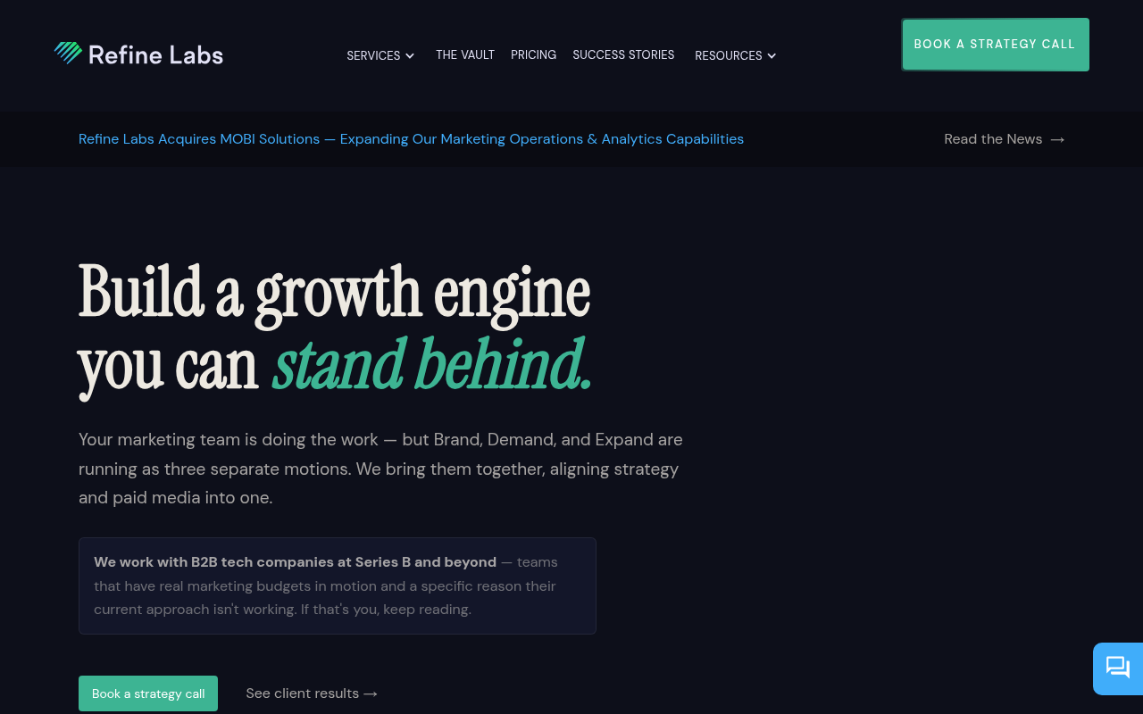 Refine Labs homepage