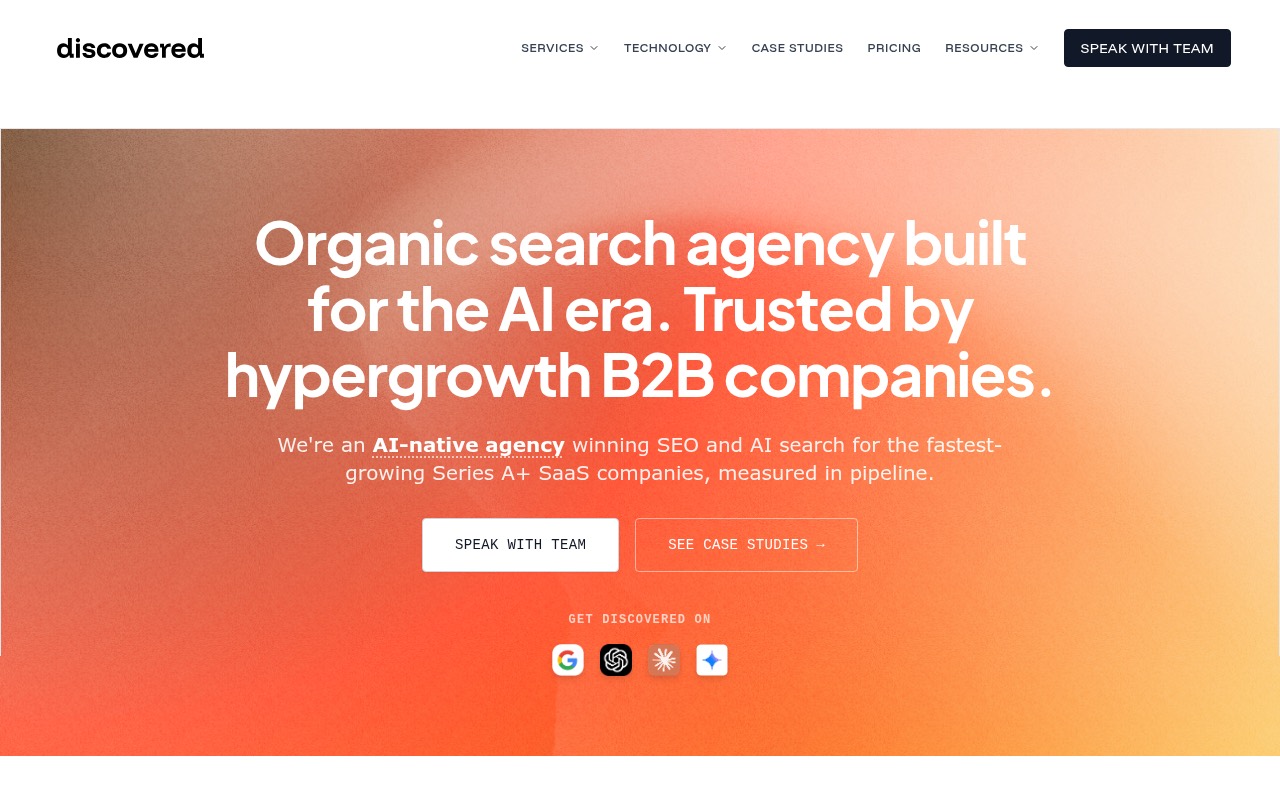 Discovered Labs homepage