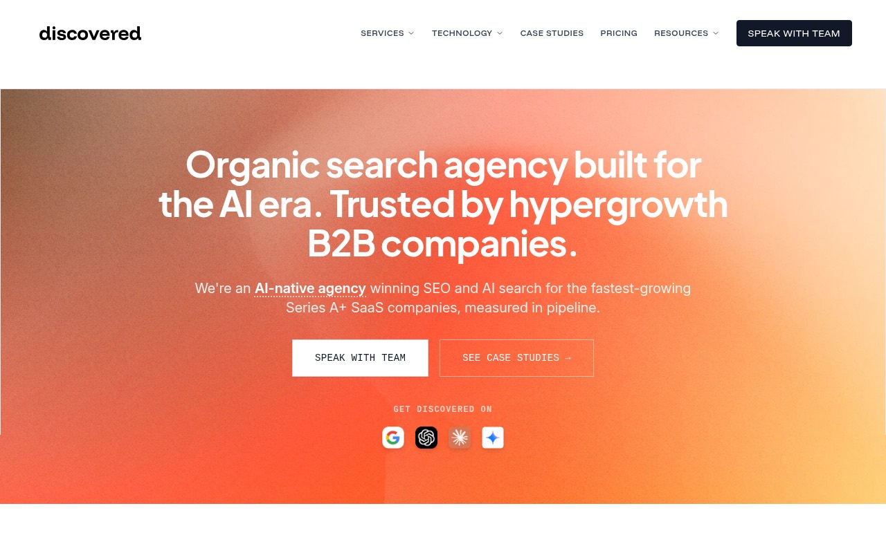 Discovered Labs homepage