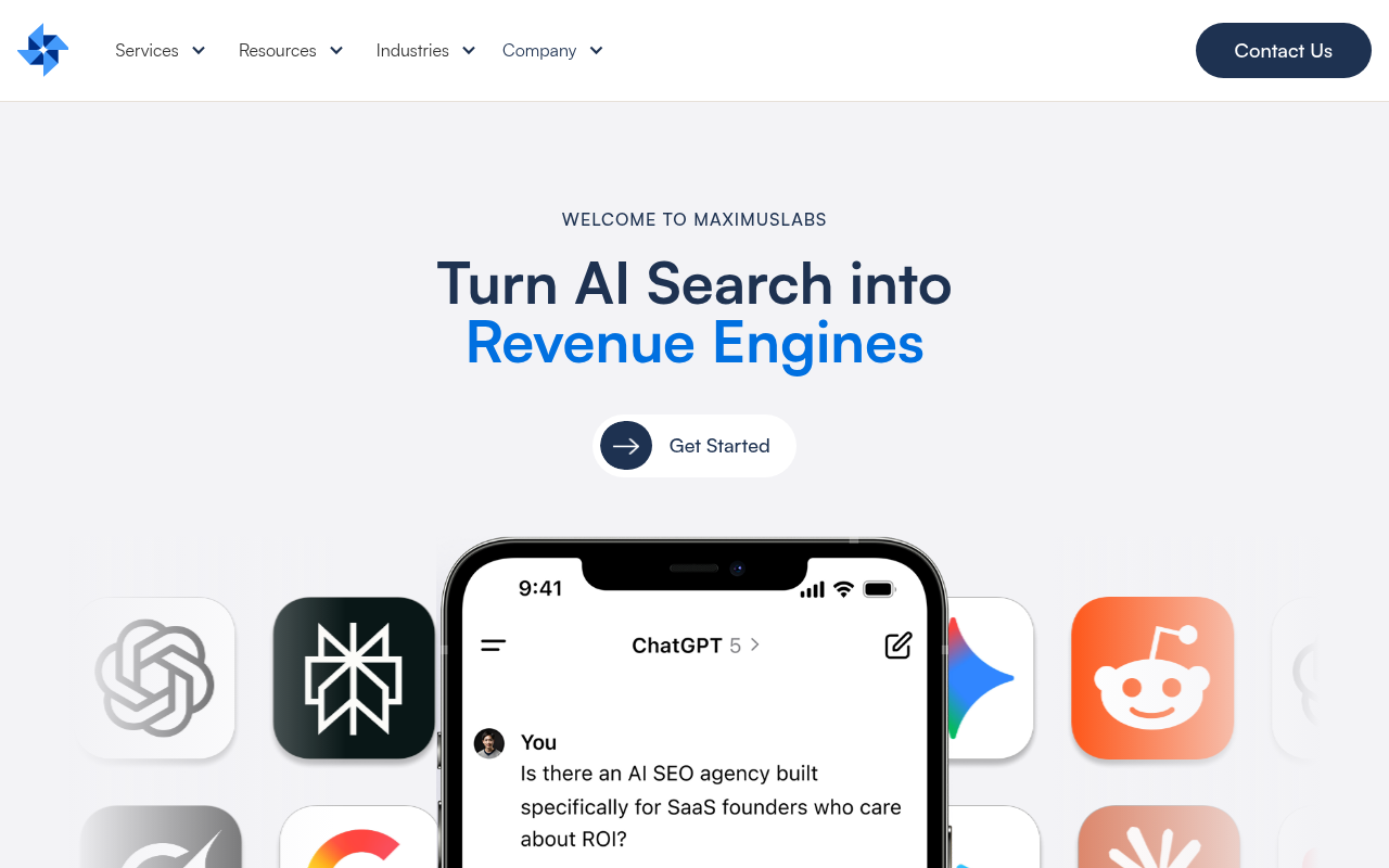 MaximusLabs AI homepage